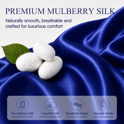 Mulberry Silk Pillow Cases for Hair and Skin, Egyptain Blue - Image 3