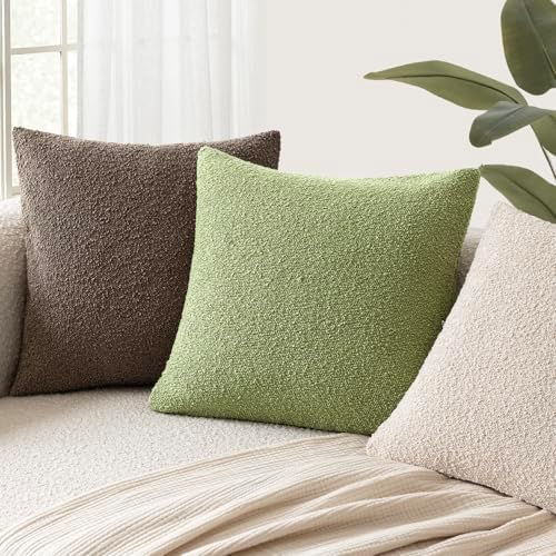 Foindtower Decorative Textured Boucle Throw Pillow Covers 26x26 Leaf Green - Image 5