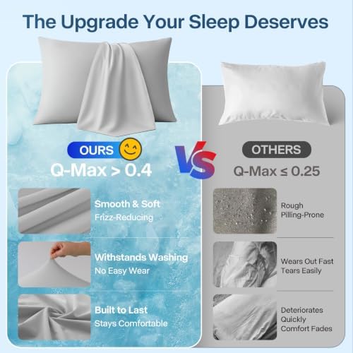 Luxury Cooling Pillowcases Queen Size 2 Pack, Q-Max>0.4 Cool Touch - Image 5