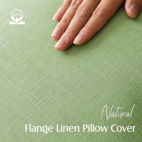 Foindtower Linen Solid Decorative Throw Pillow Covers 24x24 Inch Lime Green - Image 2