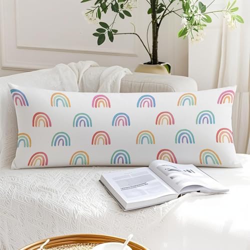 Boho Pastel Rainbow 20x54 Body Pillow Cover, Girl Nursery Decor, Boho - Image 6