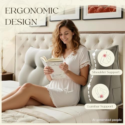 WOWMAX Wedge Headboard Pillow Caking Reading Pillow Sitting in Bed - Image 6