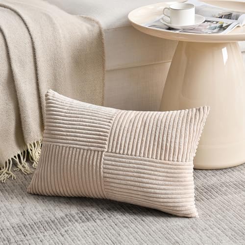 Fancy Homi 2 Packs Tan Lumbar Decorative Throw Pillow Covers 16x26 Inch - Image 2