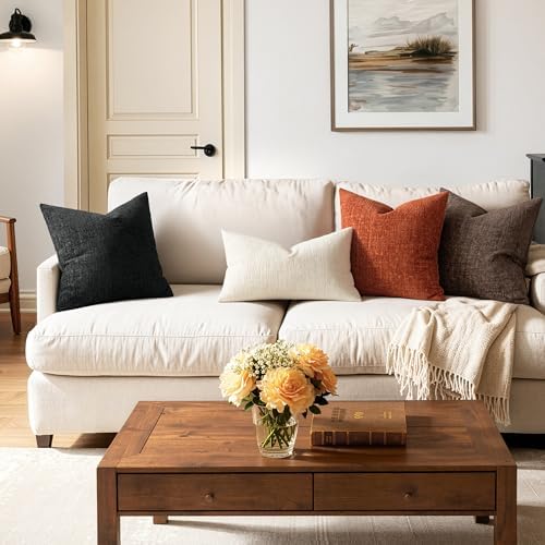 MIULEE Fall Couch Pillow Covers Textured Chenille 18x18 Brown - Image 6