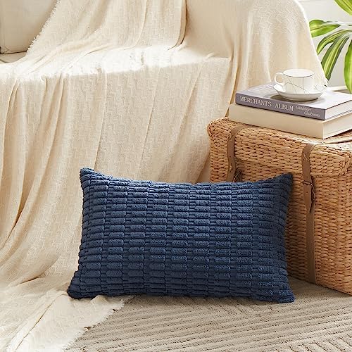 Fancy Homi Dusty Blue Lumbar Decorative Throw Pillow Covers 12x24 Inch by Fancy+Homi