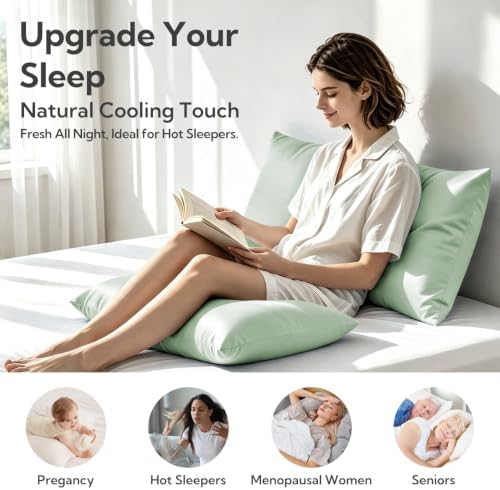MR&HM Standard Pillowcase Set of 2, Soft & Breathable, Sage Green - Image 2