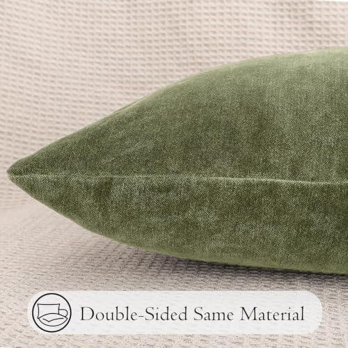JoraLion Chenille Lumbar Pillow Covers 12x20 inch Olive Sage Green - Image 5