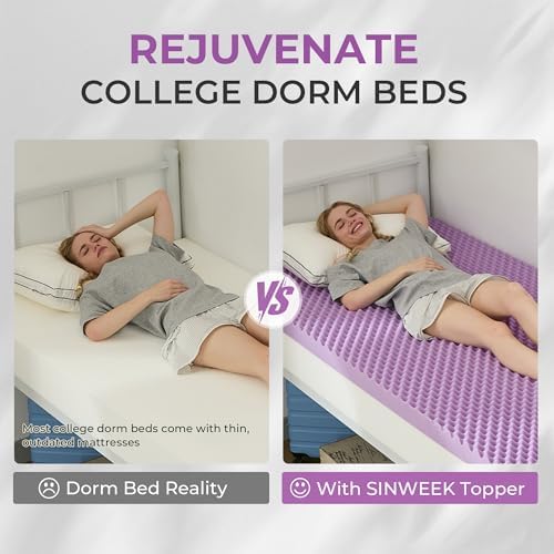 SINWEEK 3 Inch Egg Crate Memory Foam Mattress Topper Twin XL, Twin Extra Long - Image 2
