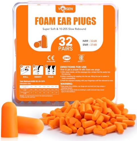 VOISEN 32 Pairs Foam Ear Plugs, Ear Plugs by VOISEN