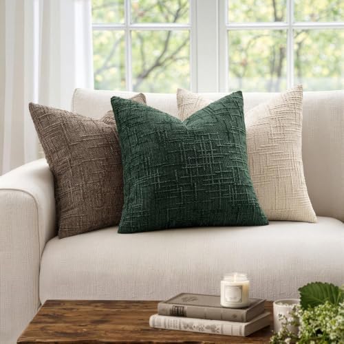 MIULEE Chenille Textured Lumbar Throw Pillow Covers Dark Green 12x20 - Image 4