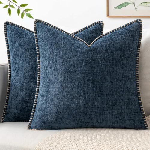 MIULEE Decorative Couch Throw Pillow Covers 16x16 Inch Dark Blue 2 Pack by MIULEE