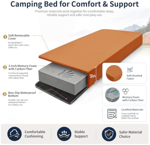 CYMULA Memory Foam Camping Mattress Pad, Sleeping Pad - Image 4