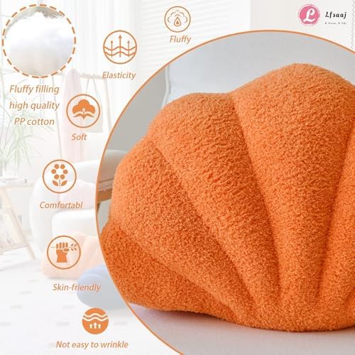Lfsaaj Orange Seashell Throw Pillows, Shell Shaped Throw Pillows, 13 Inch Soft - Image 2