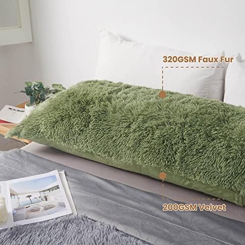 MEGO Luxury Fluffy Faux Fur Body Pillow Cover 20x54 - Image 5