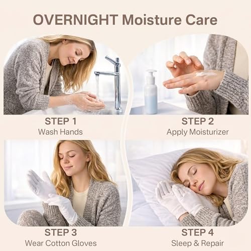 Cotton Gloves for Dry Hands Sleeping, 100% Cotton Eczema Gloves, Sleep Gloves & - Image 6