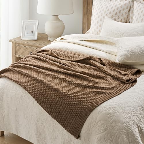 EVERGRACEHOME Chunky Chenille Knit Throw Blanket, 60 x 80, Camel Brown - Image 5