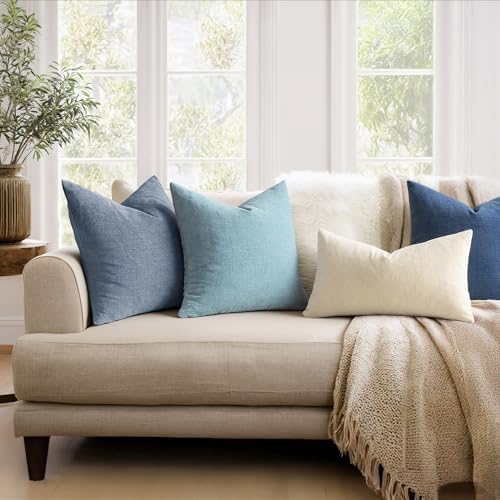 MIULEE Smoke Blue Chenille Couch Throw Pillow Covers - Image 3
