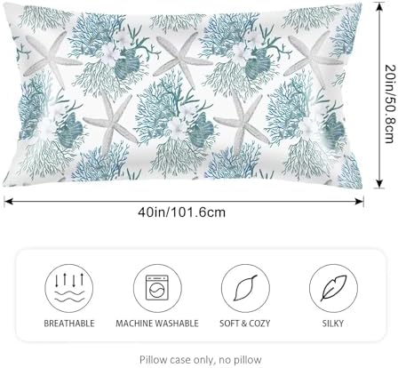 Silk Satin Pillowcase for Hair and Skin, Coastal Long Pillow Cover King Size - Image 2