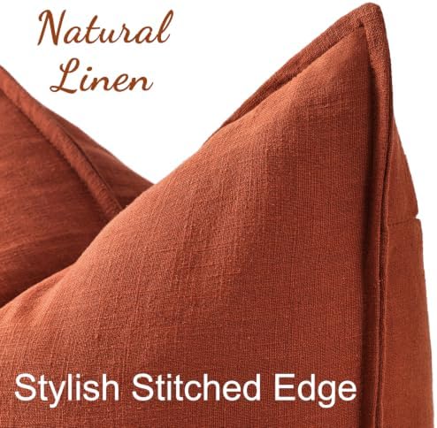 decorUhome Fall Rust Linen Throw Pillow Covers 16x16 Set of 2 - Image 4