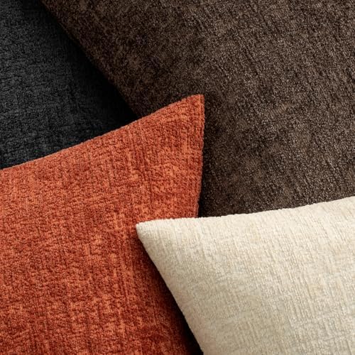 MIULEE Fall Couch Pillow Covers Textured Chenille 12x20 Orange - Image 3