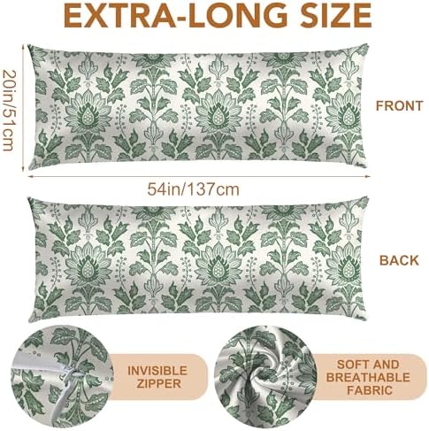 Green Body Pillow Cover, Mystical Floral Body Pillow - Image 2