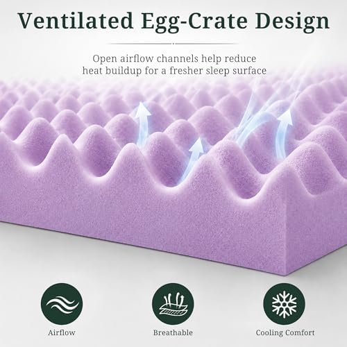 3 Inch Egg Crate Memory Foam Mattress Topper Full, Pressure Relief - Image 5