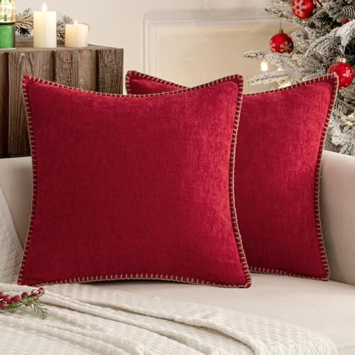 MIULEE Decorative Couch Throw Pillow Covers 18x18 Inch Red 2 Pack by MIULEE
