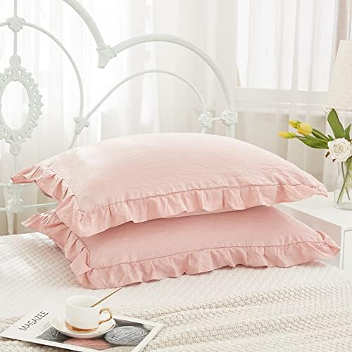 Merryword Pink Pillow Shams Standard Pillowcases 20x26inch Pink Ruffle Cute - Image 2