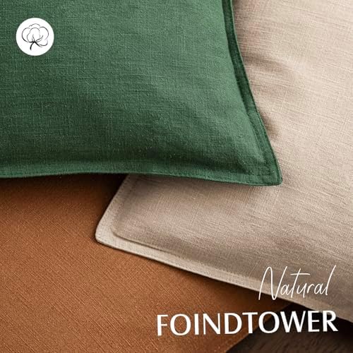 Foindtower Linen Solid Decorative Throw Pillow Covers 26x26 Inch Pine Green - Image 4