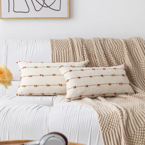 YEENAASY Boho Throw Pillow Covers 12x20 Set of 2 Farmhouse Pillow Cases - Image 6