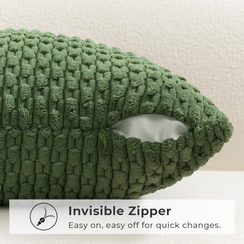 Kevin Textile Soft Corduroy 12"x24" Lumbar Pillow Cover 1 Pack, Moss Green - Image 3