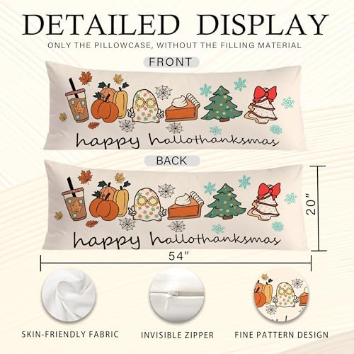 Halloween Thanksgiving Christmas Body Pillow Covers 20x54, Fall Home Decor - Image 6