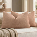 decorUhome Chenille Throw Pillow Covers 12x20 Set of 2, Dusty Pink by decorUhome