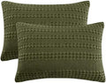 PHF 100% Cotton Waffle Pillow Shams Standard Size, 2 Pack 20" x 26" Soft by PHF