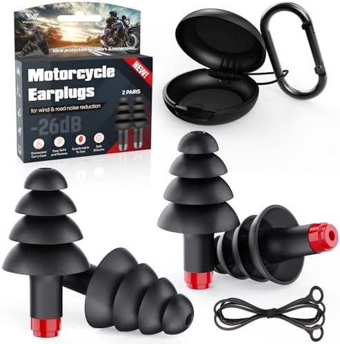 Motorcycle Ear Plugs for Wind Noise Reduction, Reusable Silicone Earplugs by VIGOROAD