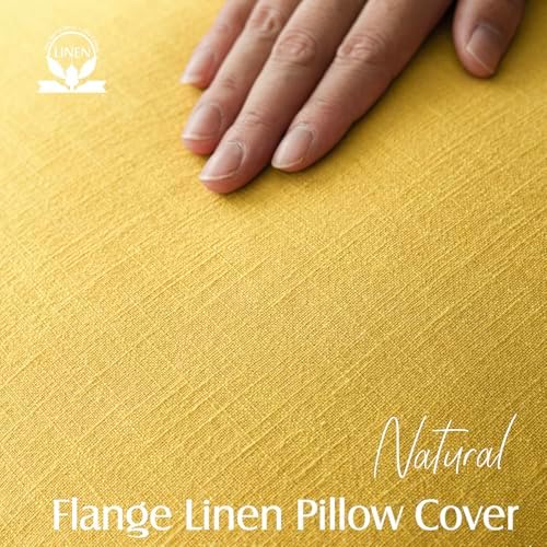 Foindtower Linen Solid Decorative Throw Pillow Covers 18x18 Ginger Yellow - Image 2