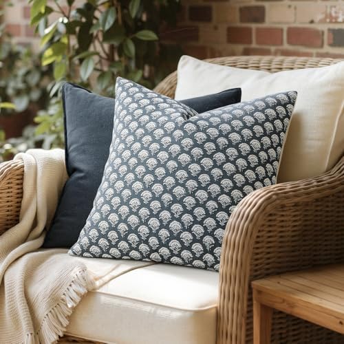 MIULEE Floral Print Decorative Pillow Covers 20x20, Dusty Blue - Image 4