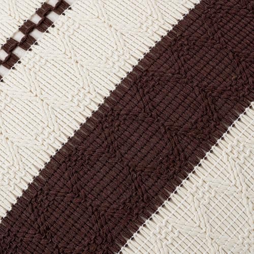 Fancy Homi Set of 2 Boho Brown Long Lumbar Decorative Throw Pillow Cover 14x24 - Image 4