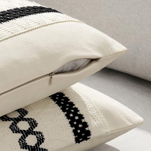 MIULEE Set of 2 Black Boho Decorative Pillow Covers 20x20 Inch - Image 5