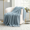 EVERGRACEHOME Chunky Chenille Knit Throw Blanket, 60 x 80, Chambray Blue by EVERGRACE