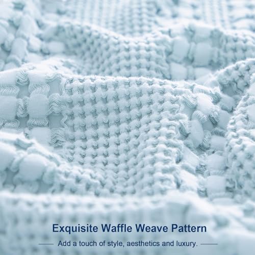 PHF Cotton Waffle Weave Euro Sham Covers 26" x 26", Baby Blue, No Insert - Image 6