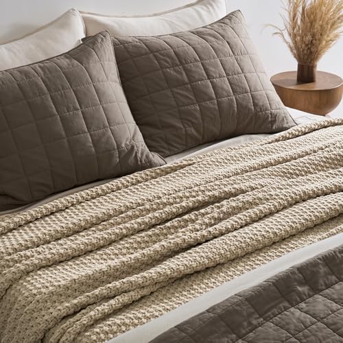 EVERGRACEHOME Chunky Chenille Knit Throw Blanket, 90 x 90, Sand Dune - Image 3