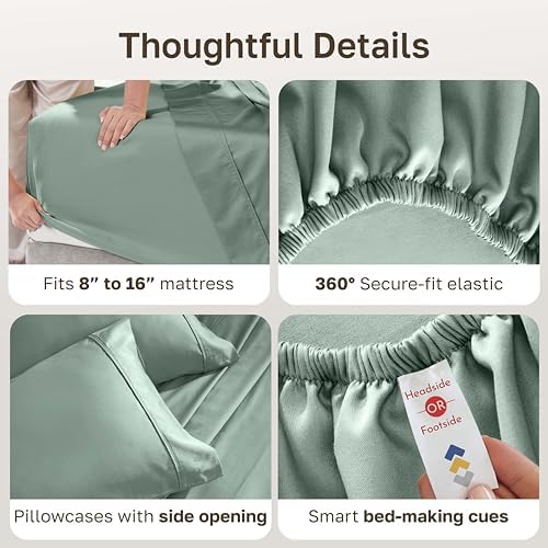 California Design Den 100% Cotton Sateen Queen Size Sheet Set - Image 5