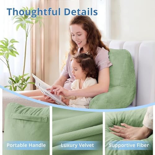Sasttie Reading Pillow for Bed, Back Pillow for Sitting Up, Sage Green - Image 4