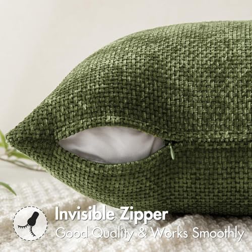 MIULEE Decorative Couch Throw Pillow Covers 20x20 Inch Olive 2 Pack - Image 5