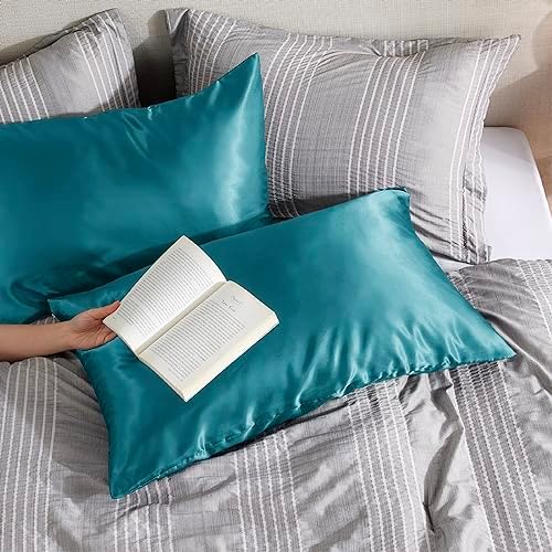 Bedsure Satin Pillowcase with Zipper, Pillow Cases Queen Size Set of 2 - Image 3
