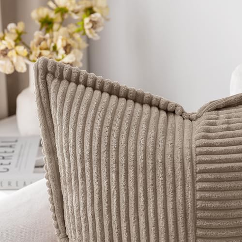 MIULEE Decorative Lumbar Throw Pillow Covers 12x20 Inch Light Brown 2 Pack - Image 2