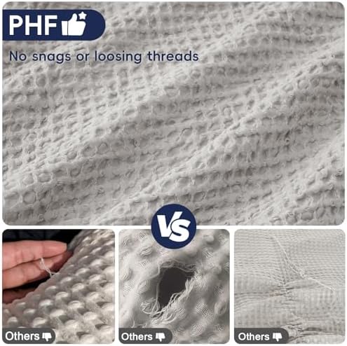 PHF Ultra Soft Waffle Weave Euro Shams 26" x 26", Light Grey, No Insert - Image 4