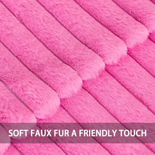 Pack of 2 Faux Fur Christmas Throw Pillow Covers 16x16 Inch, Hot Pink - Image 2