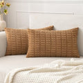 MIULEE Lumbar Corduroy Decorative Throw Pillow Covers 12x20 Brown Pack of 2 by MIULEE